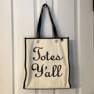 Draper James Totes Y’all canvas and leather tote